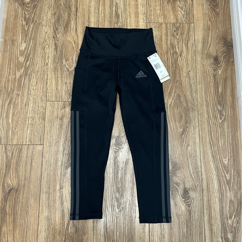 NWT Adidas Stripped Black Leggings XS